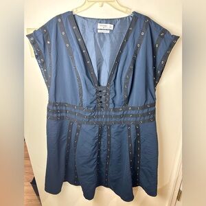 Zac‎ Posen X Target Dress Women’s 18W Navy 20th Anniversary Snap Ribbon V-Neck